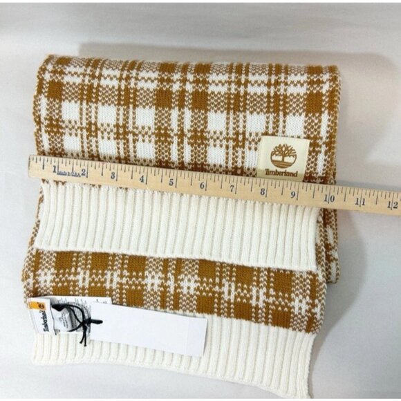 Timberland Scarf Buffalo Plaid Beige Fall Cozy Soft - Picture 2 of 6